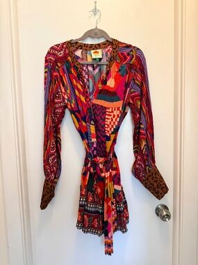 Vibrant, eclectic Farm Rio dress (M)
